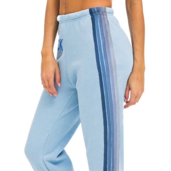 Aviator Nation Pants - Aviator Nation 5 Stripe Nantucket Sweatpants Ice Blue